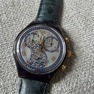 Swatch Blue and Gold Watch